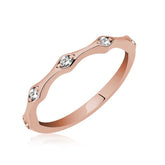 Bague navette à cinq pierres en argent rose pour femme